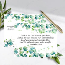 Proverbs 3:5-6 English Burmese Ivy White Note Card