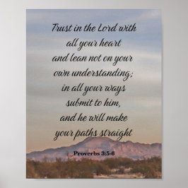 Proverbs 3:5-6, inspirationell bibel-verse poster