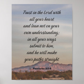 Proverbs 3:5-6, inspirationell bibel-verse poster