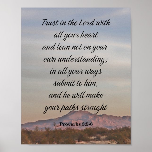 Proverbs 3:5-6, inspirationell bibel-verse poster (Framsidan)