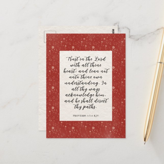 Proverbs 3:5-6 KJV Bible Verse-bild Vykort (Fram/Back In Situ)