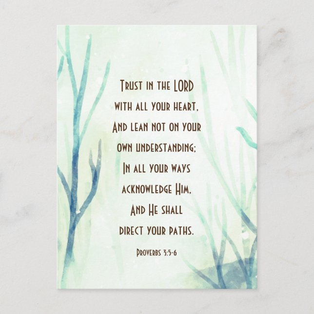 Proverbs 3:5-6 Lita på Herren med ditt hjärta Vykort (Framsida)