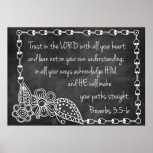 Proverbs 3:5-6-Poster i kalkboard Stil Poster