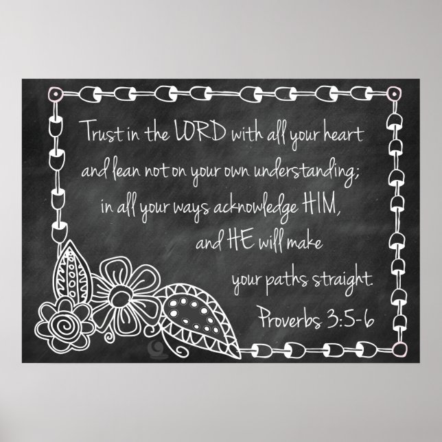 Proverbs 3:5-6-Poster i kalkboard Stil Poster (Framsidan)