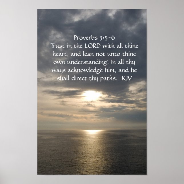 Proverbs 3:5-6 poster vit text (Framsidan)