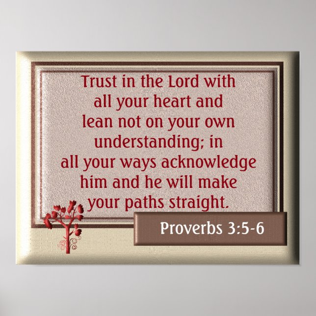 Proverbs 3:5-6 ~ tecknade utskrifter poster (Framsidan)