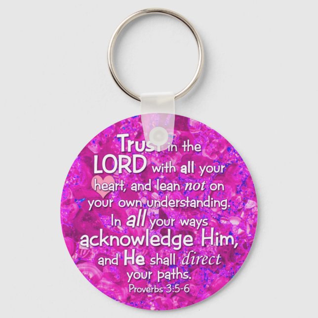 Proverbs 3:5-6 Trust i Lord Bible Verse Nyckelring (Framsida)