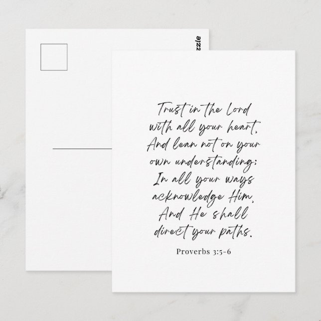 Proverbs 3:5-6 Trust i Lord Vykort (Fram/baksida)