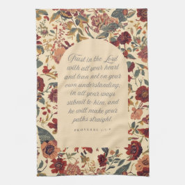 Proverbs 3:5–6 Trust in the Lord Vintage Floral Kökshandduk