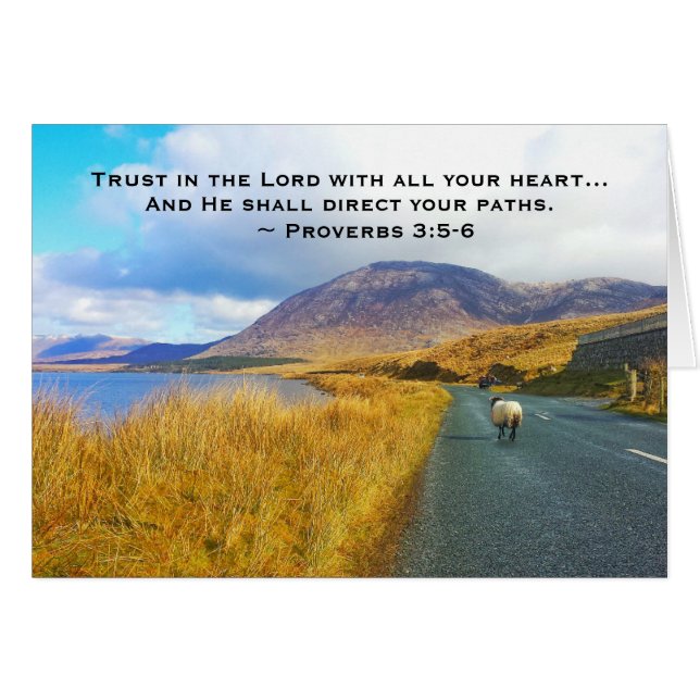 Proverbs 3:5-6 Trust the Lord, Ireland Card Hälsningskort (Framsidan Horizontal)