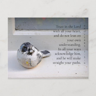 Proverbs 3:5-6 Window Sill Bird Postcard Helg Vykort