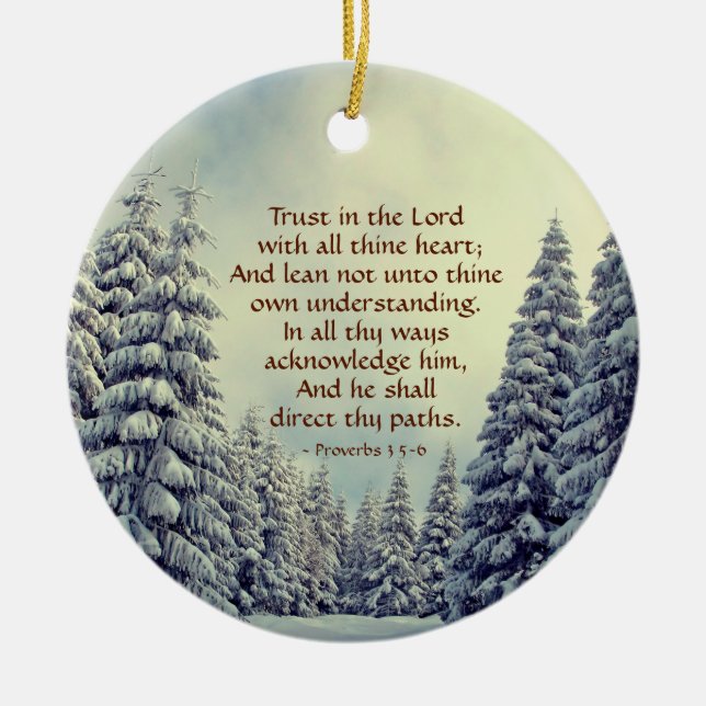 Proverbs 3:5-6 Winter Scene-Personlig Julgransprydnad Keramik (Framsidan)