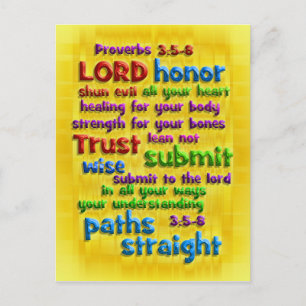 Proverbs 3:5-8 Gult Foil Vykort