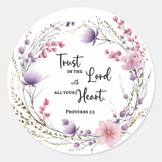 Proverbs 3:5 Bible Verse Sticker Kuvert Seal Runt Klistermärke