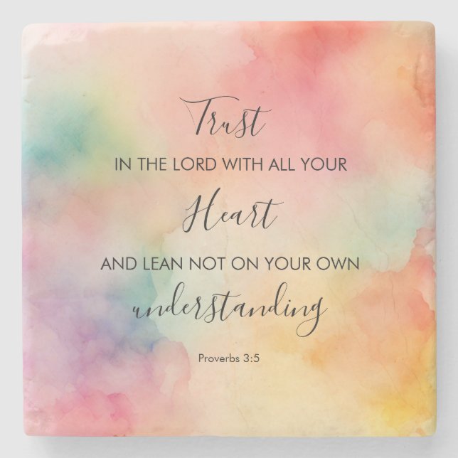 Proverbs 3:5 Faith Inspired 4x4 Stone Underlägg (Framsidan)