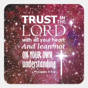 Proverbs 3:5 fyrkantigt klistermärke