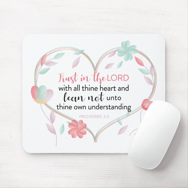 Proverbs 3:5 Mousepad - Trust in Lord Heart Musmatta (Med mus)