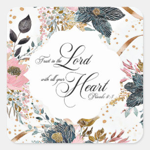 Proverbs 3:5 Trust in Lord Bible Verse Fyrkantigt Klistermärke
