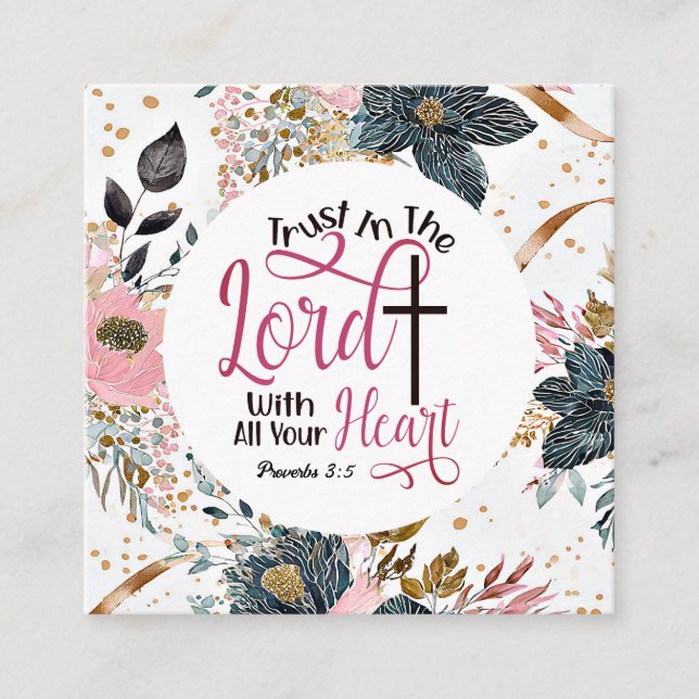 Proverbs 3:5 Trust in Lord Bible Verse Fyrkantigt Visitkort (Framsida)