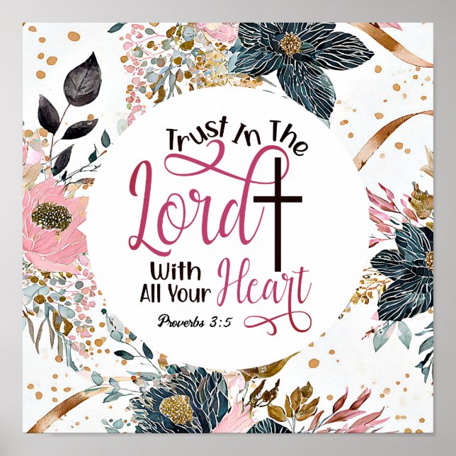 Proverbs 3:5 Trust in Lord Bible Verse Poster (Framsidan)