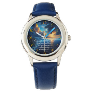 Proverbs 3:5 vackra Oceanen och Himmel Large Cl Armbandsur