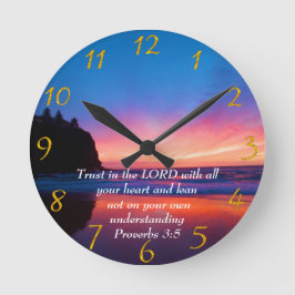 Proverbs 3:5 vackra Oceanen och Himmel Large Cl Rund Klocka