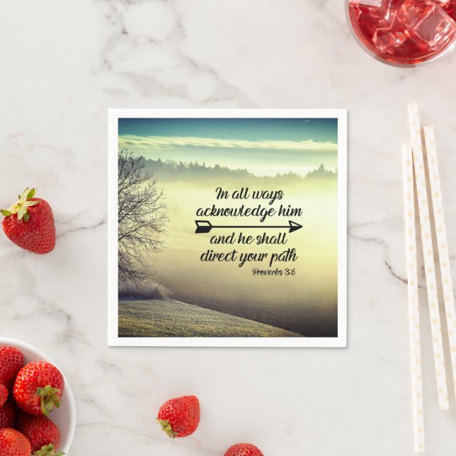 Proverbs 3:6 Han ska leda väg bible Verse Pappersservett (Insitu)
