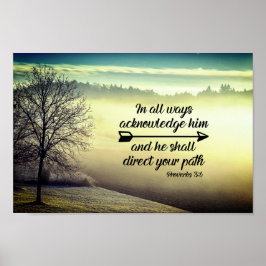 Proverbs 3:6 Han ska leda väg bible Verse Poster