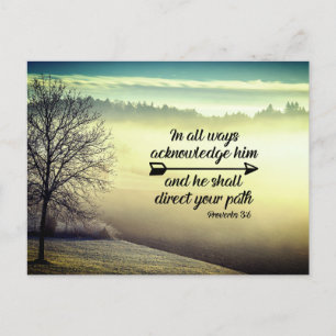 Proverbs 3:6 Han ska leda väg bible Verse Vykort