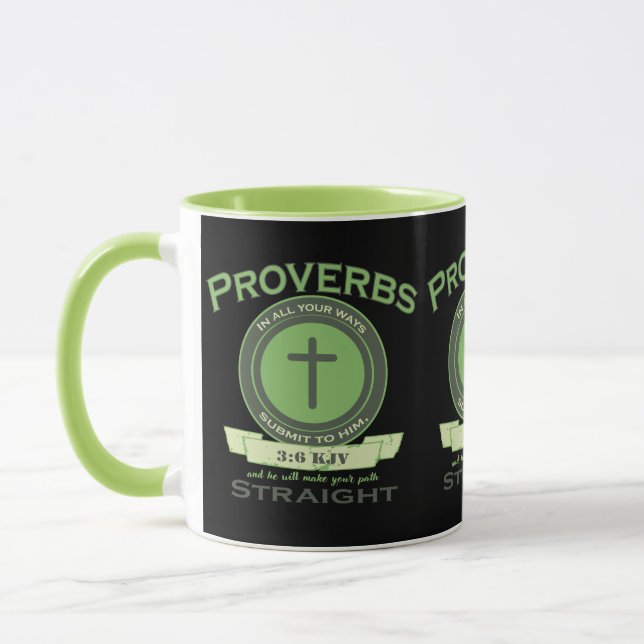 Proverbs 3:6 KJV Bible Verse Two-Tone Mugg (Vänster)