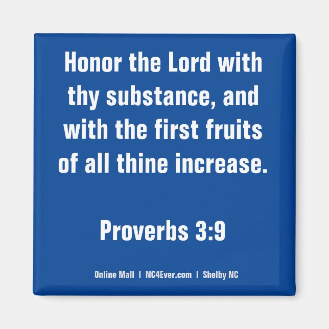 Proverbs 3:9 Bible Verse magnet (Framsidan)