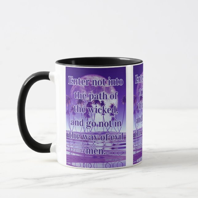 Proverbs 4:14 KJV Bible Verse Pic Two-Tone Mugg (Vänster)