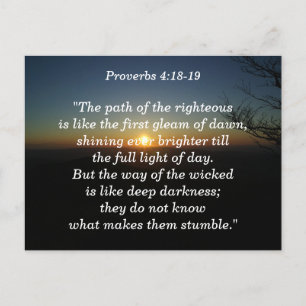 Proverbs 4:18-19-skriptminneskort vykort