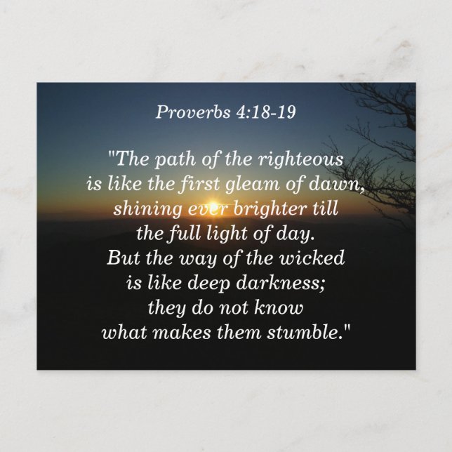 Proverbs 4:18-19-skriptminneskort vykort (Framsida)