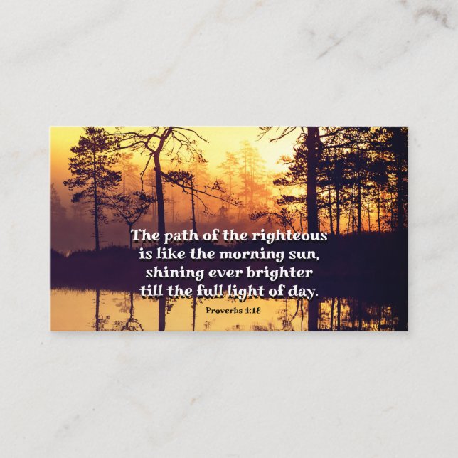 Proverbs 4:18 Väg i den högra bibeln Visitkort (Framsida)