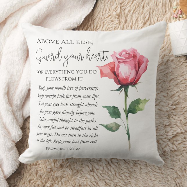 Proverbs 4:23-27 Skydda ditt hjärta Scripture Flow Kudde (Filt)