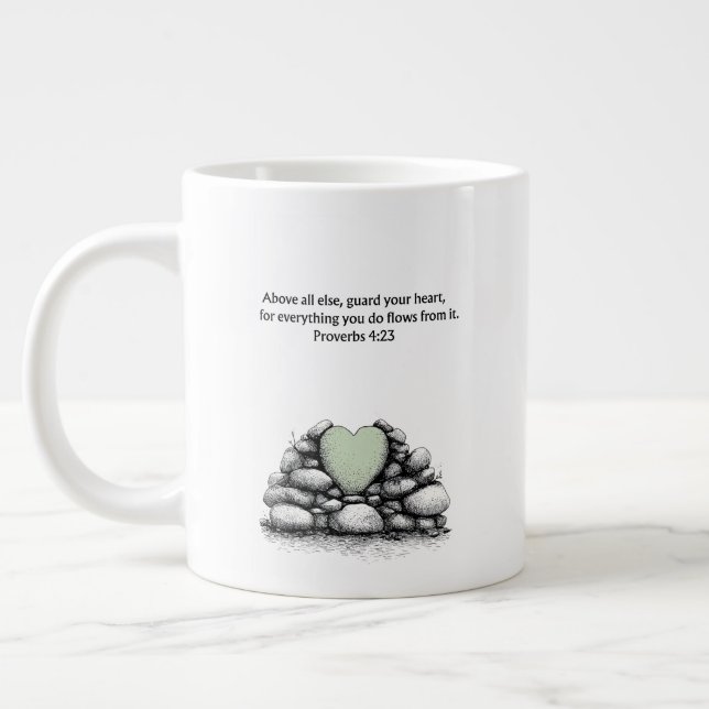 Proverbs 4:23 Bible Verse Christian Faith Gift Mug Jumbo Mugg (Vänster)