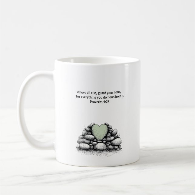 Proverbs 4:23 Bible Verse Christian Faith Gift Mug Kaffemugg (Vänster)