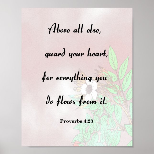 Proverbs 4:23, skydda ditt hjärta poster (Framsidan)