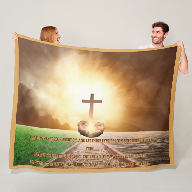 Proverbs 4:25-27 Mysigt Bible Verse Fleece Blanket (På plats)