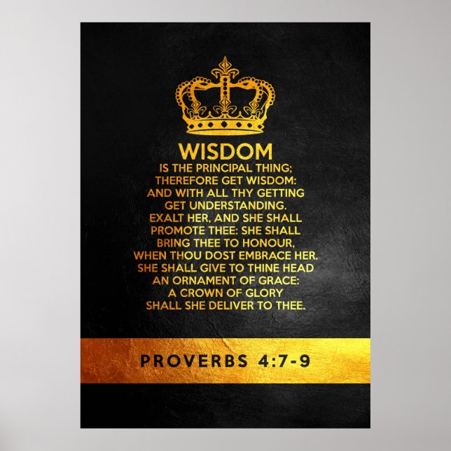 Proverbs 4:7-9 Bibel Verse Poster (Framsidan)