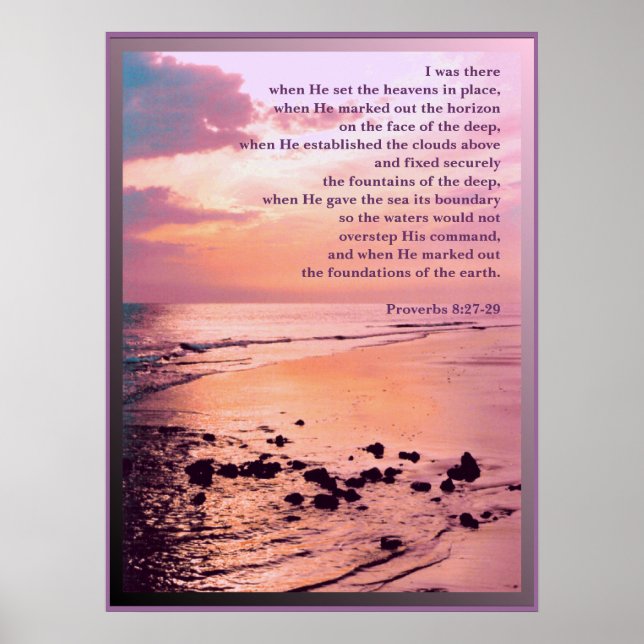 Proverbs 8:27-29 I var där Bible POSTER PRINT (Framsidan)