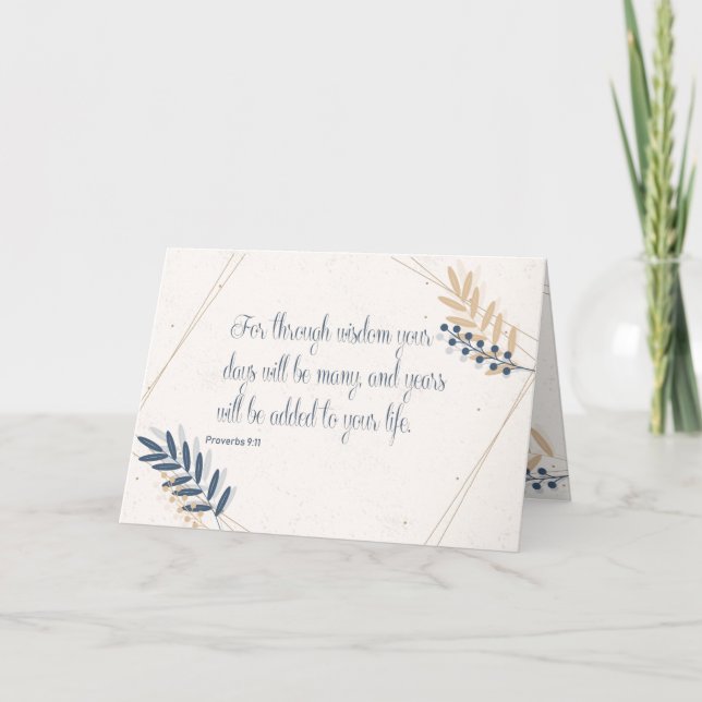 Proverbs 911 Bible Verse Blue och Guld Birthday Kort (Framsida)