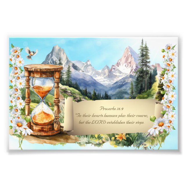 Proverbs Art Print Alpernas Daisy Timglass 4 x 6 Fototryck (Framsidan)