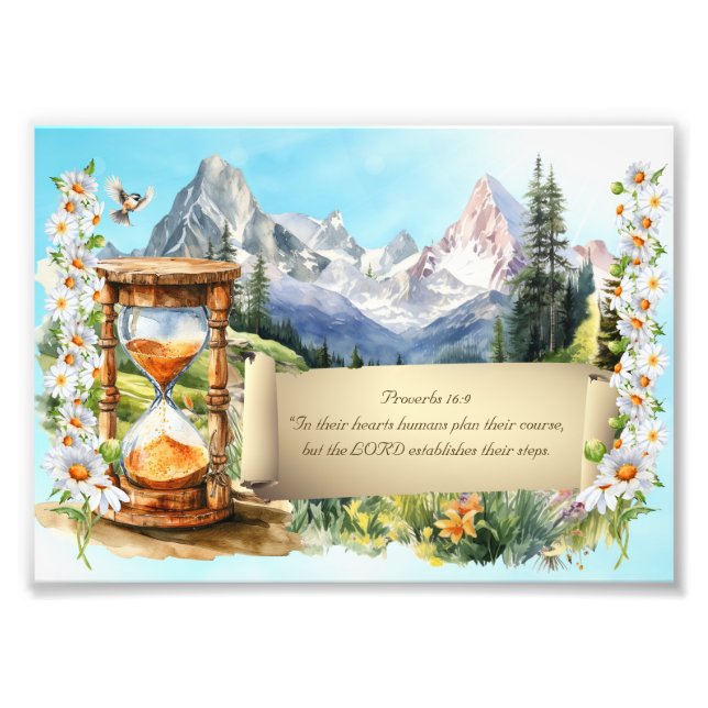 Proverbs Art Print Alpernas Daisy Timglass 5 x 7 Fototryck (Framsidan)