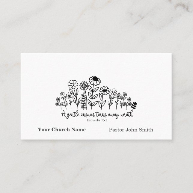 Proverbs Bible Verse Floral Doodle Church Visitkort (Framsida)