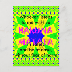 Proverbs Latest Hakuna Matata Bevackra Fantastisk Vykort