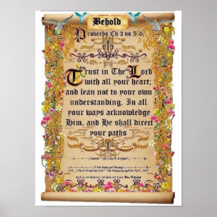 Proverbskapitel 3 verses förtroende 5-6 i lorden poster