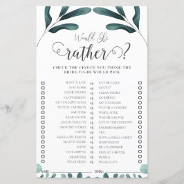 Provgrönska Eukalyptus Bröllopsduschspel