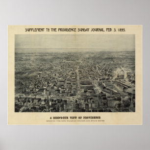 Providence Rhode island 1894 Antique Panoramic Kar Poster
